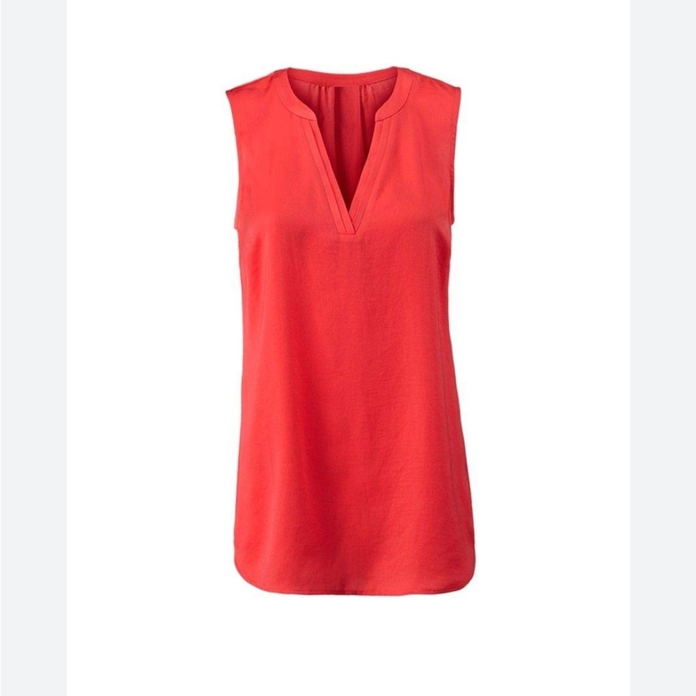 Cabi Hibiscus Rose Red Silky Sleeveless Top